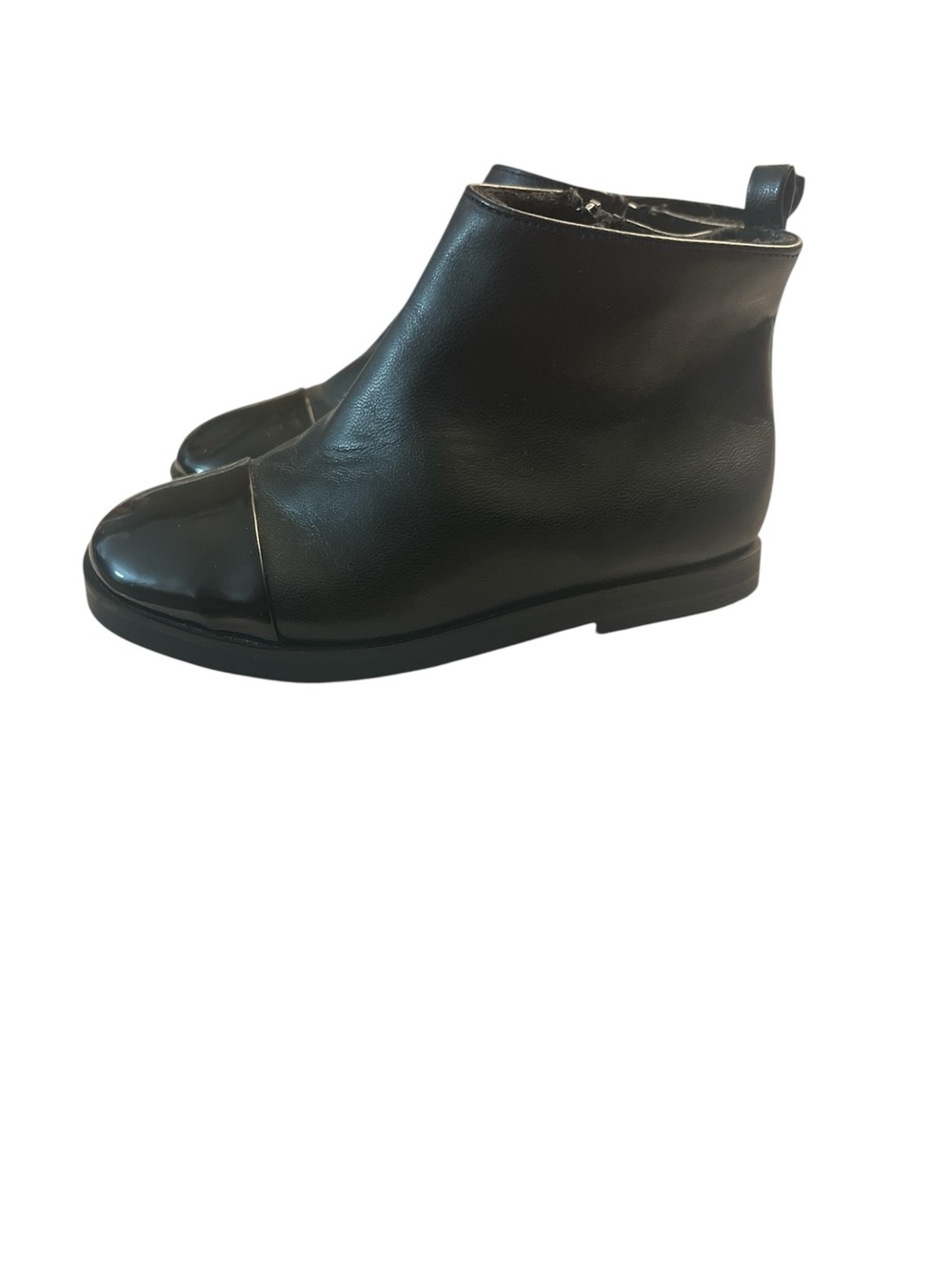 Zara Black Kids Ankle Boots with Patent Toe